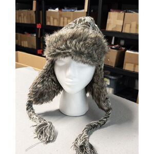 Knit Faux Fur Knit Boggin‎ Braided Ear Flaps